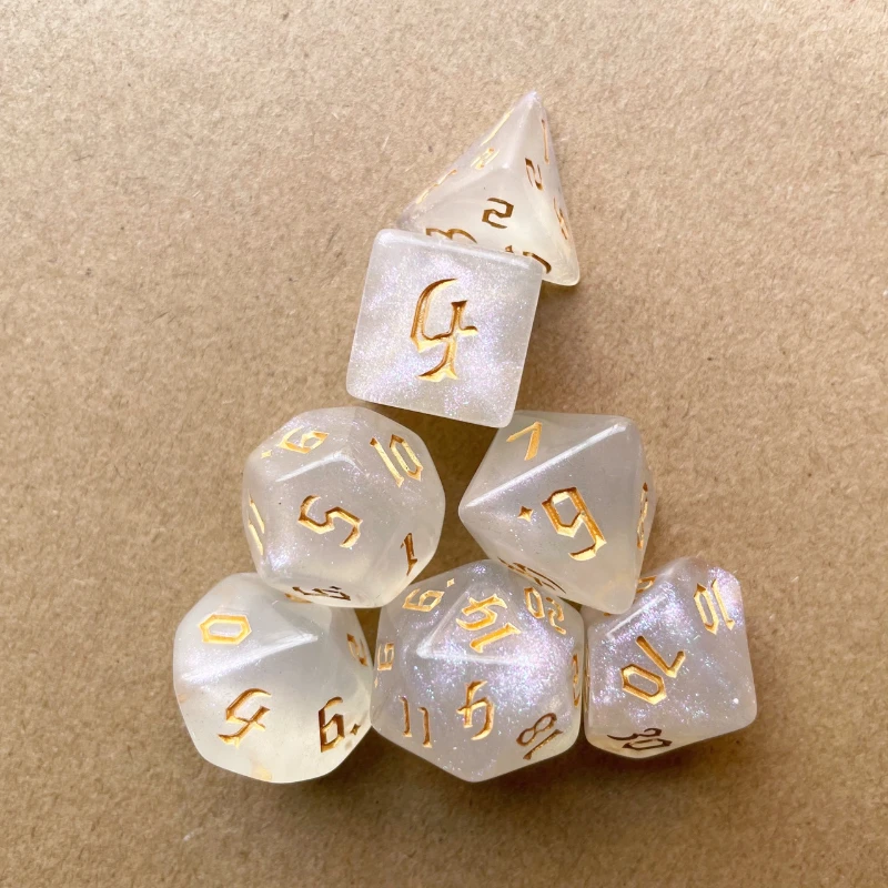Board Game Font - 7-częściowy zestaw nowych wielościennych kości stołowych