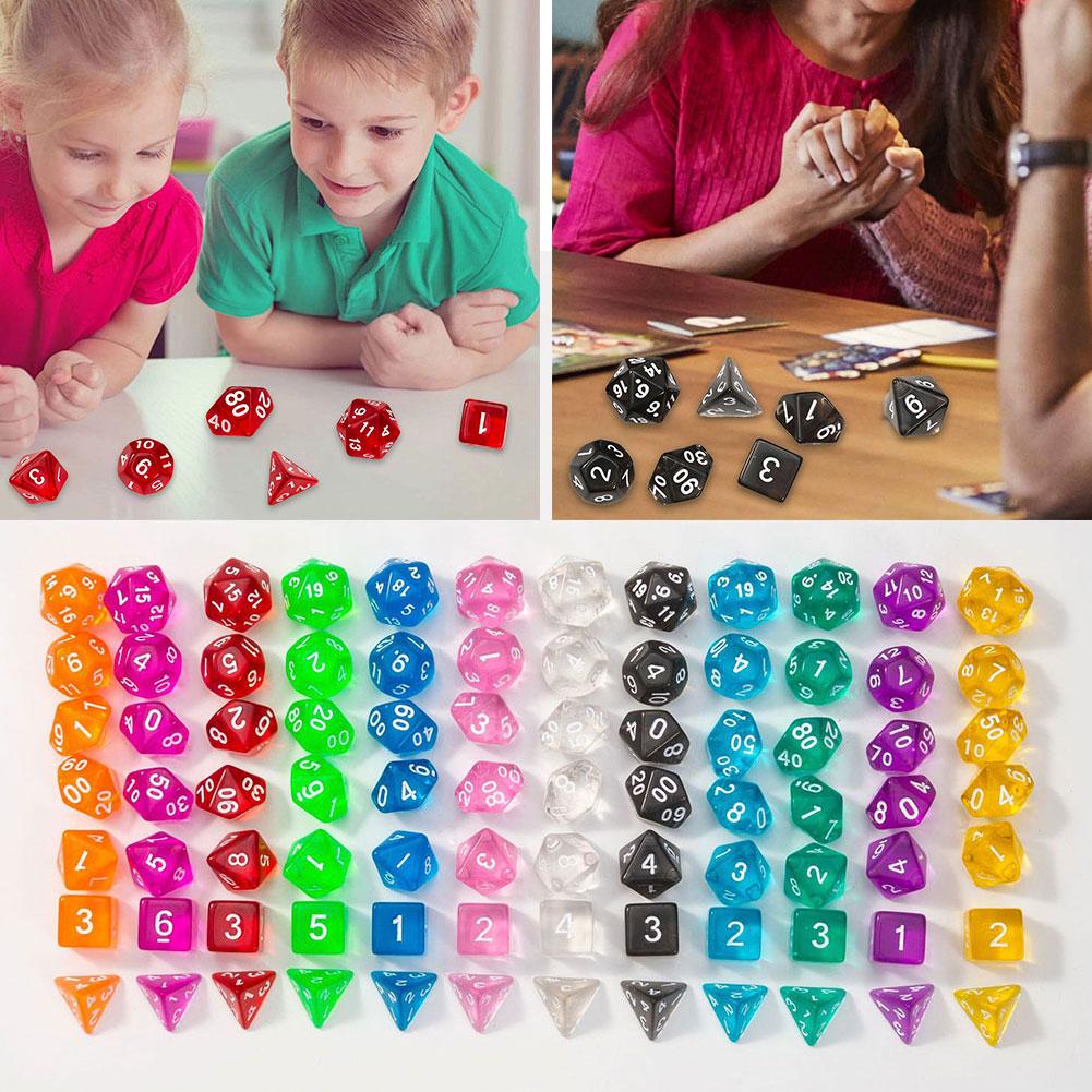 Board Game Font - 7 szt. Nowych, jednokolorowych kości wielościennej,