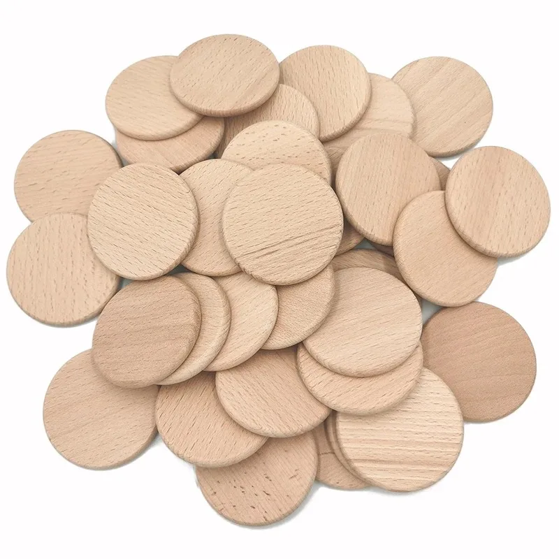 Board Game With Chips - 50 SZT. Okrągłe, Niewykończone Drewniane Wykroje,